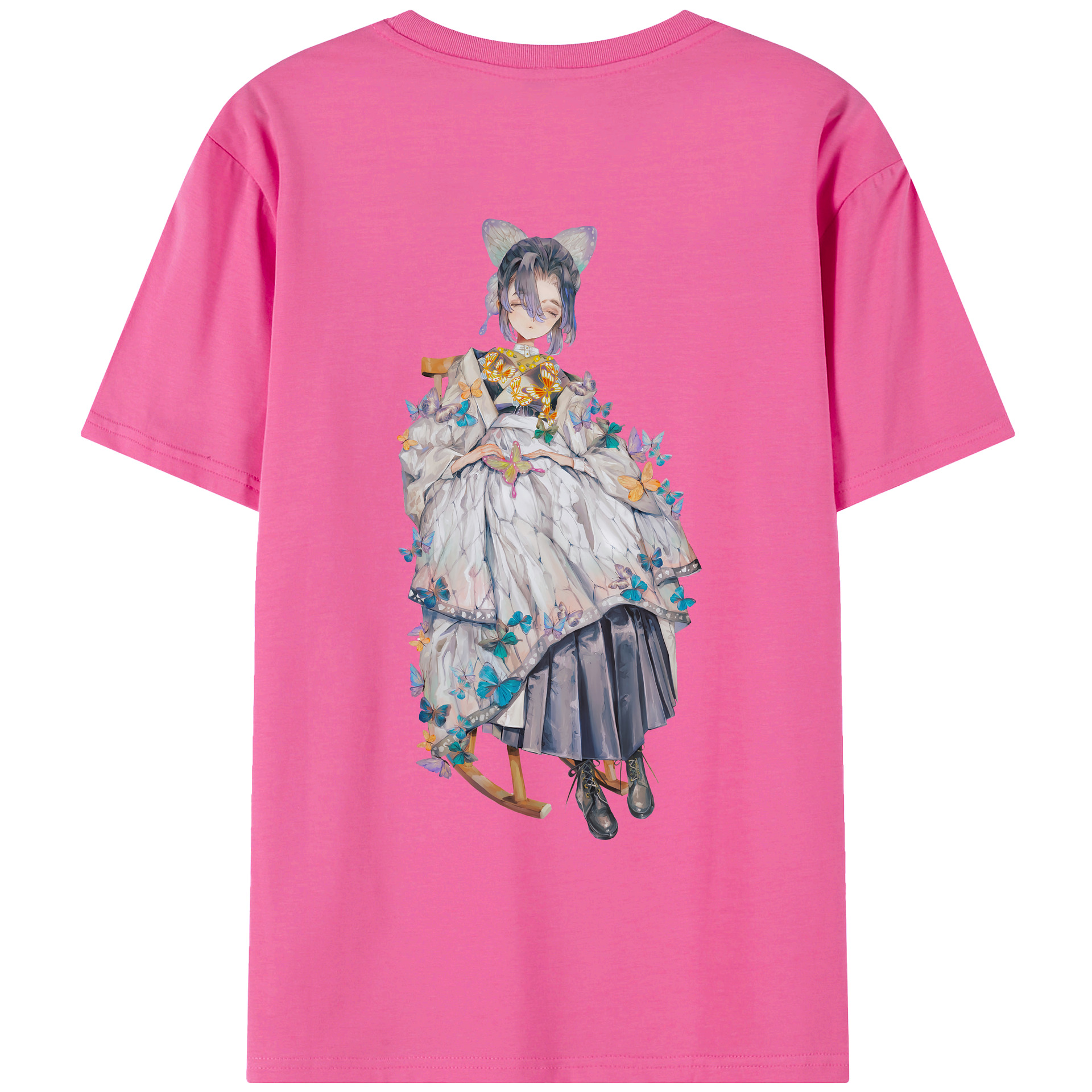 （画像用） 鬼滅の刃（きめつのやいば）蟲柱-胡蝶 しのぶ／こちょう しのぶ Kochou Shinobu レディース半袖Tシャツ(バックプリント)